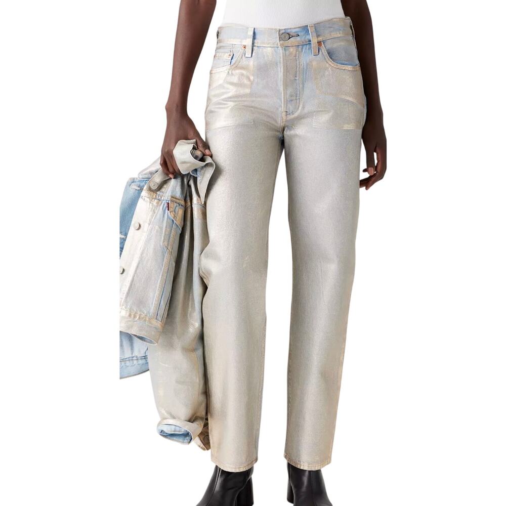 Levi's 501 90's Mid Rise Women's Jeans, Button Fly, Silver Foil, 34x30, NWT